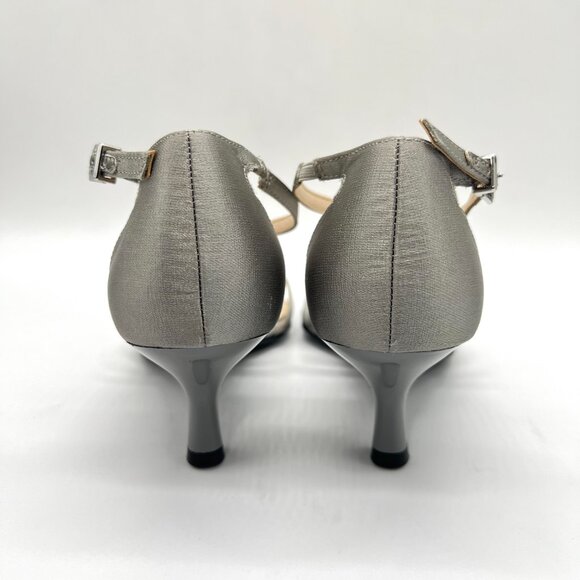 6W 6 WIDE WIDTH Lifestride Womens Flaunt Pewter Silver Dress Sandals Heels Shoes - Picture 7 of 14